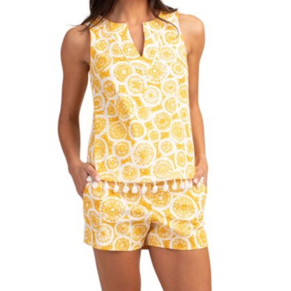 TRINA TURK Matching 3 Piece Set Top, Shorts & Capris in Mimosa Print
